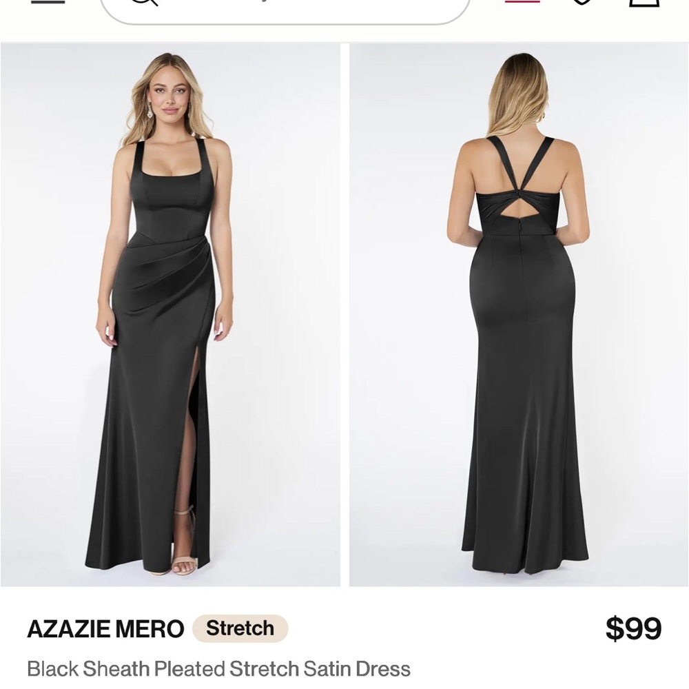 Azazie Black Backless Sheath Dress